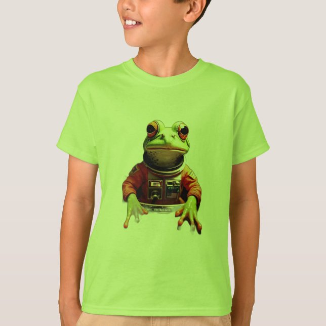 T-shirt Cute Frog Commander dans navette spatiale (Devant)