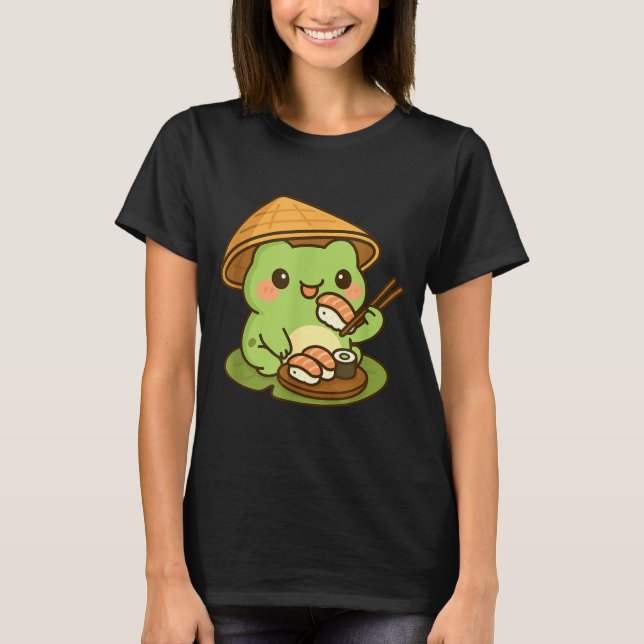 T-shirt Cute Frog Eating Sushi Anime Japanese Men Women Ki (Devant)