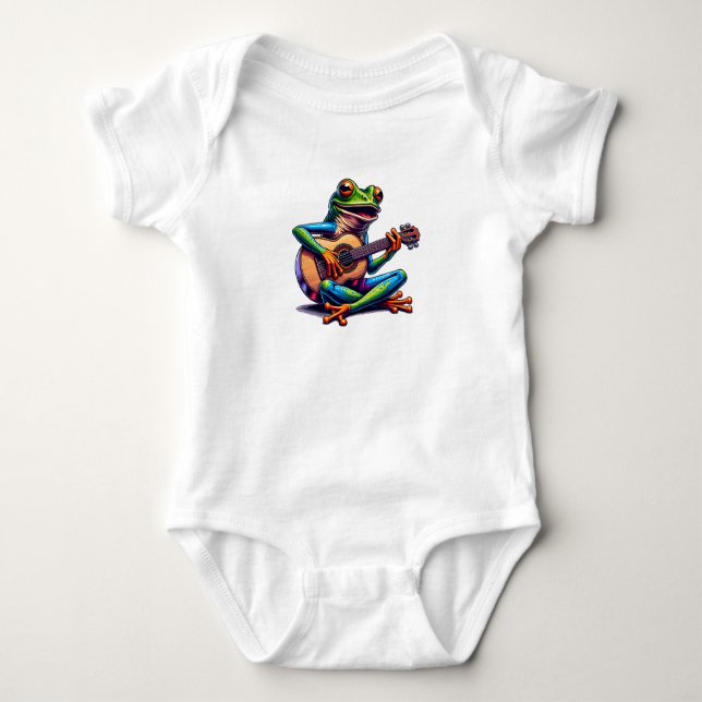 T-shirt Cute Frog Jouer une guitare (Devant)
