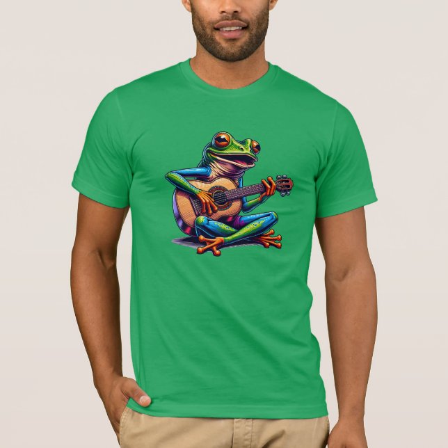 T-shirt Cute Frog Jouer une guitare (Devant)