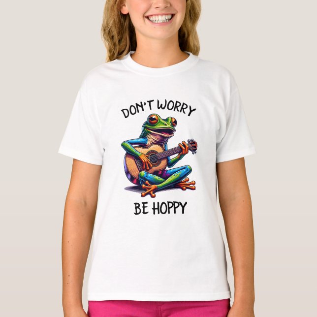 T-shirt Cute Frog Jouer une guitare | Ne vous inquiétez pa (Devant)