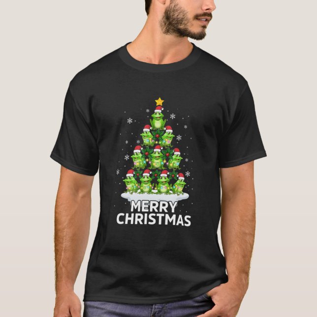 T-shirt Cute Frog Noël Light Tree Drôle Pyjamas Décor (Devant)