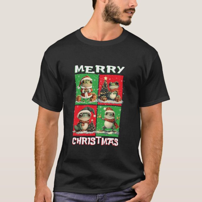 T-shirt Cute Frog Père Noël Animaux Aimer Joyeux sapin de  (Devant)