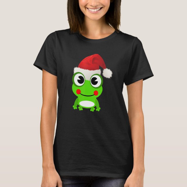 T-shirt Cute Frog Santa Hat Animal de compagnie crapaud Ho (Devant)