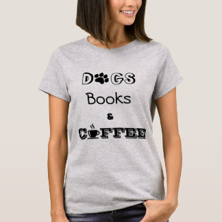 T-shirt Cute Fun Chien Livres et Coffee Graphisme