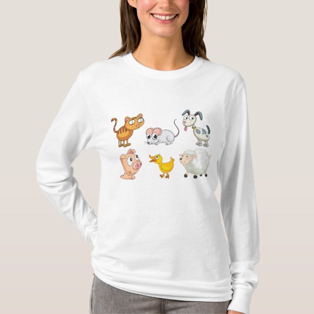 T-shirt Cute Fun Farm Animals (Devant)