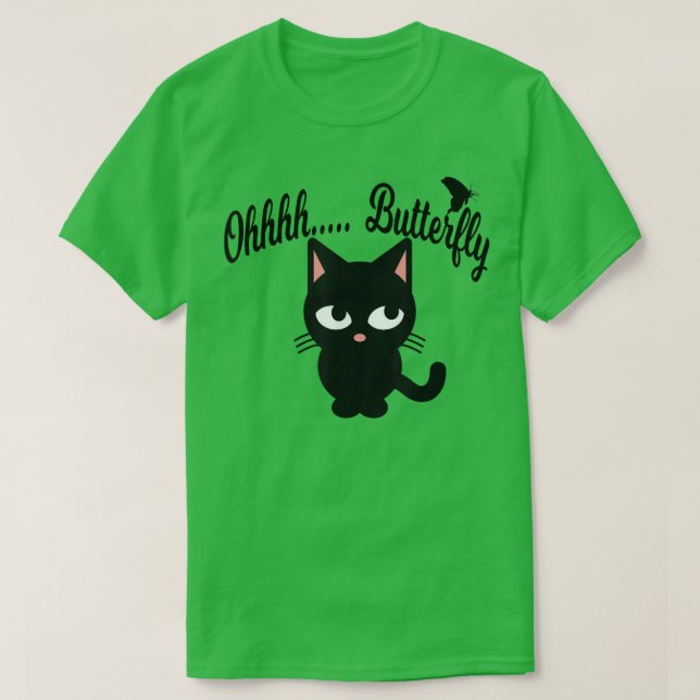 T-shirt Cute Funny ADHD Cat Distracted By Butterfly T Shir (Design devant)