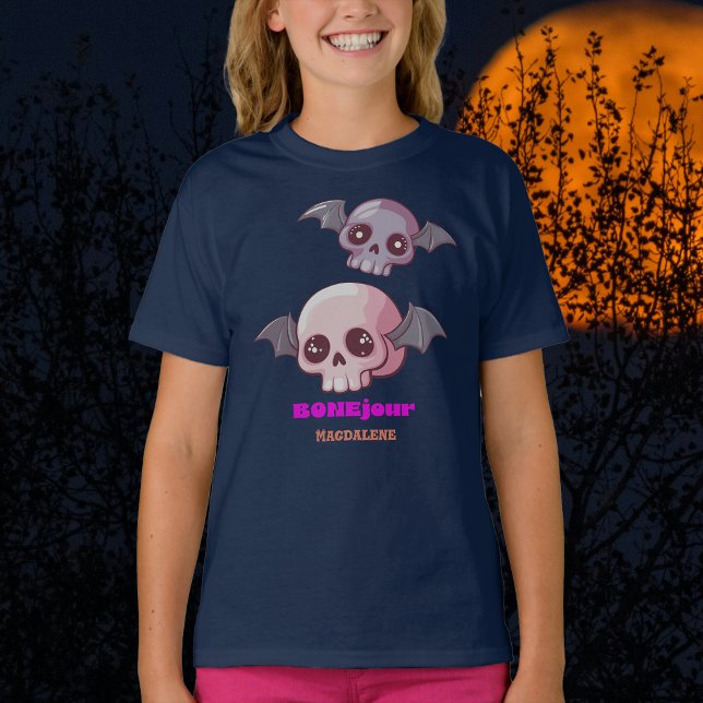 T-shirt Cute Funny Bonjour Pun Halloween (Créateur téléchargé)