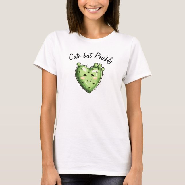 T-shirt Cute Funny Cactus Heart Saint-Valentin  (Devant)