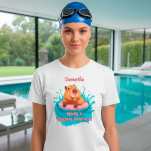 T-Shirt Cute Funny Capybara Monde nage les plus Okayest Ki