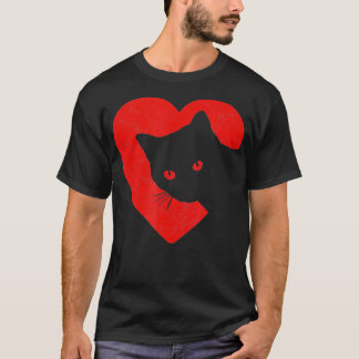 T-shirt Cute Funny Chat Valentines Coeur Graphique