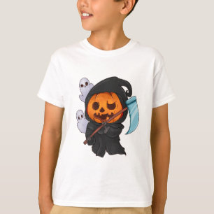 T-shirt Cute Funny Citrouille Head Grim Reaper