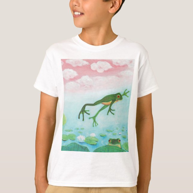 T-shirt Cute Funny Frog Sauts Dans L'Étang (Devant)