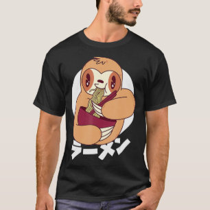 T-shirt Cute Funny Kawaii Sloth Manger Ramen nouilles Japo