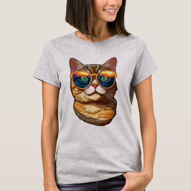 T-shirt Cute Funny Kitty Cat Wearing Sunglasses Cat Lover  (Devant)