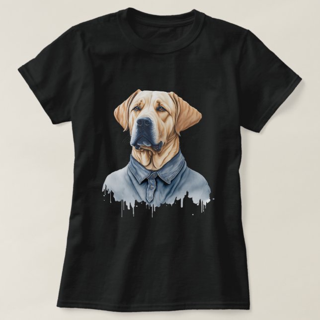 T-shirt Cute Funny Labrador Chien portant des vêtements Dé (Design devant)