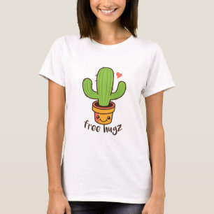 T-shirt Cute Funny LIBRE HUGS Hugz Cactus Cactus Prickly