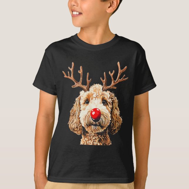 T-shirt Cute Funny Reindeer Santa Goldendoodle Christmas T (Devant)
