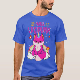 T-shirt Cute Funny Satanic Hail Lucipurr Rainbow Emo Cat
