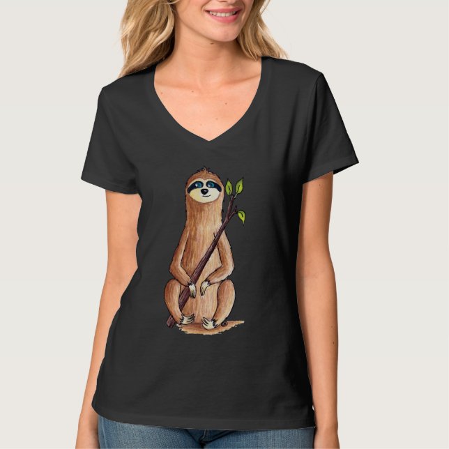 T-shirt Cute Funny Wildlife Sloth Edmonston Studios (Devant)