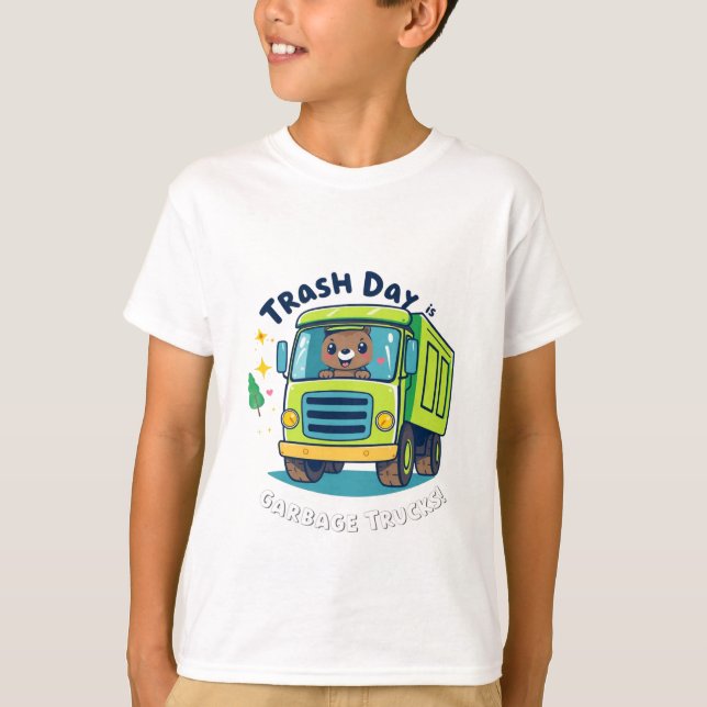 T-shirt Cute Garbage Truck Trash Truck (Devant)