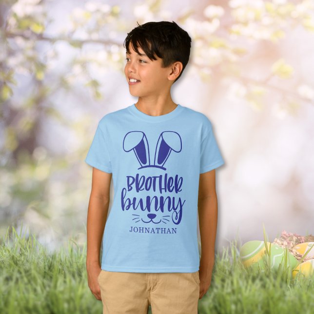 T-shirt Cute garçon frère Bunny Pâques (Personalized Cute Boy Brother Bunny Easter T-Shirt)
