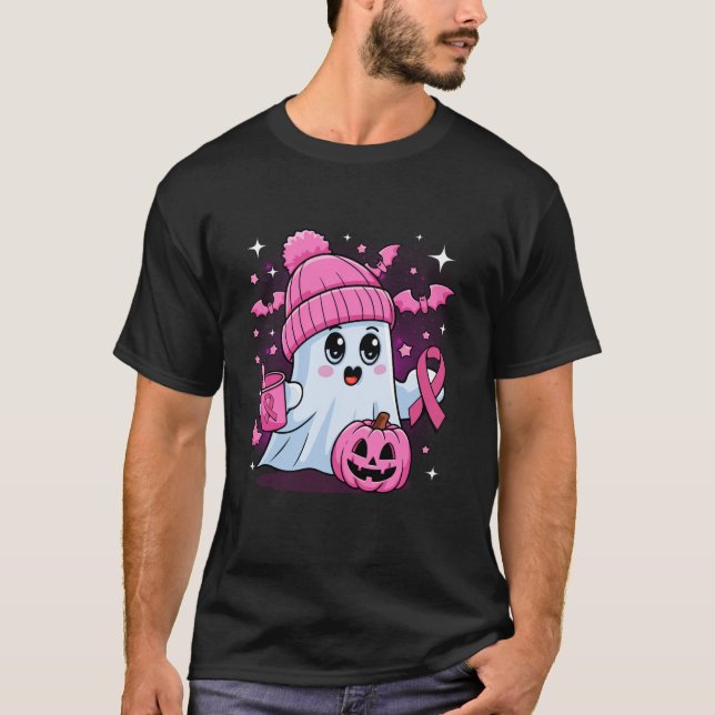 T-shirt Cute Ghost Boire Café Halloween Ghost Breast (Devant)