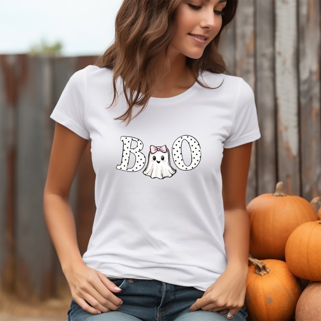 T-shirt Cute Ghost Boo Halloween Shirt (Halloween Ghost  Boo Shirt)