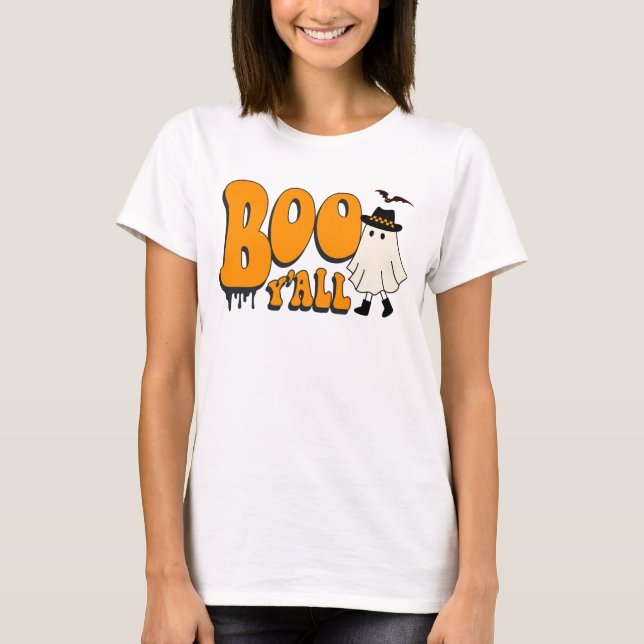 T-shirt Cute Ghost Boo Y'all Drôle Halloween (Devant)