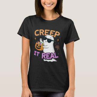 T-shirt Cute Ghost “Creep It Real” – Funny Halloween Pun D