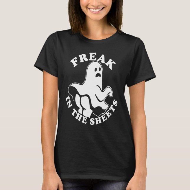 T-shirt Cute Ghost Freak dans les feuilles Halloween Sprea (Devant)