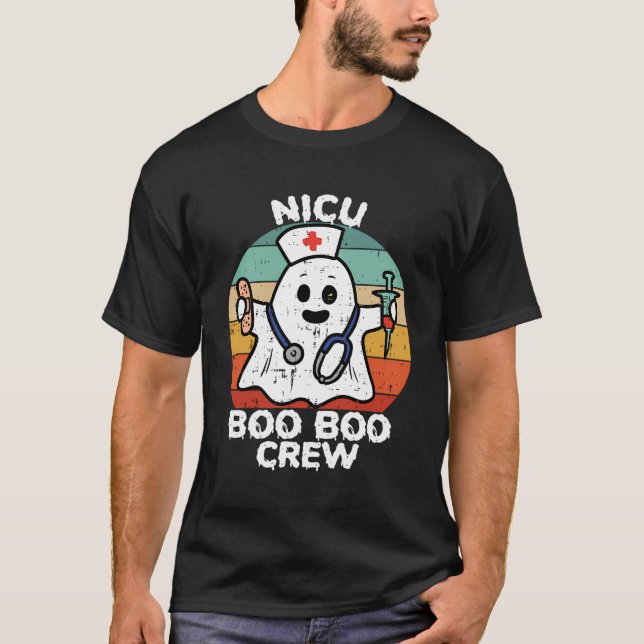 T-shirt Cute Ghost Halloween Nicu Boo Boo Crew Neonatal (Devant)