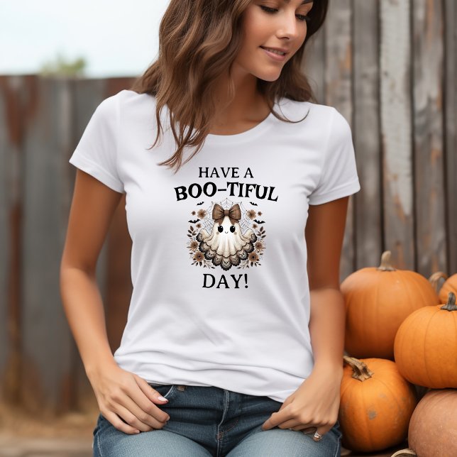 T-shirt Cute Ghost Halloween Shirt (Have a Boo-tiful day!  Cute Ghost Boho Halloween Shirt)