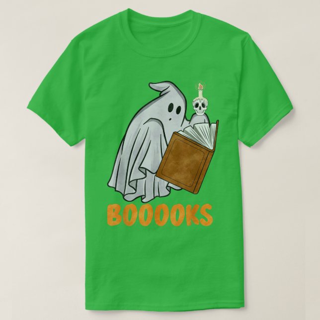 T-shirt Cute Ghost Livre Lecture Halloween Enseignant (Design devant)