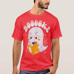 T-shirt Cute Ghost Reading Booooks Book Teacher Halloween