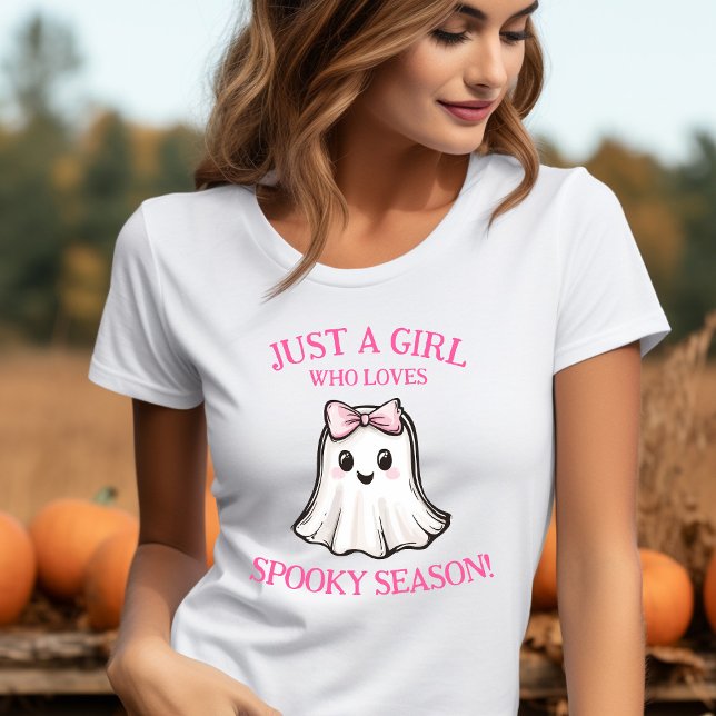 T-shirt Cute Ghost Spooky Season Halloween Shirt (Just a Girl Who Loves Spooky Season Cute Ghost Halloween Shirt)