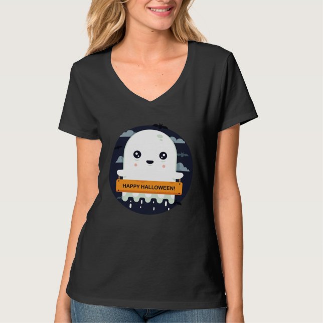 T-shirt Cute Ghost Trying to be Scary Halloween (Devant)