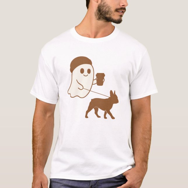 T-shirt Cute Ghost Walking Frenchie (Devant)