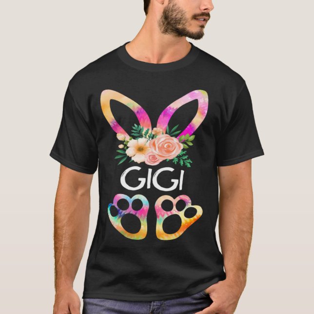T-shirt Cute Gigi Bunny Tie Dye Imprimer Famille Pâques Jo (Devant)