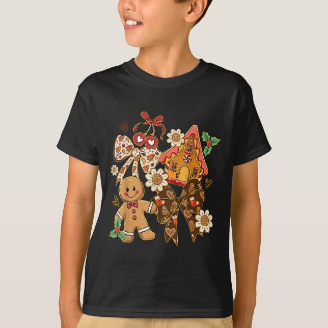 T-shirt Cute Gingerbread Christmas Preppy Coquette Holiday (Devant)