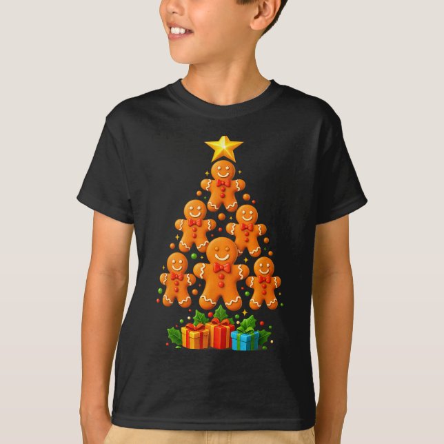 T-shirt Cute Gingerbread Christmas Tree Holiday Funny Xmas (Devant)