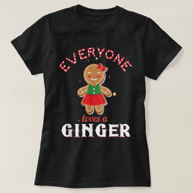 T-shirt Cute Gingerbread Girl Christmas Design (Design devant)