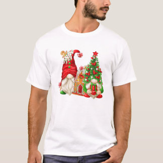 T-shirt Cute Gingerbread House Et Père Noël Gnome Pour Noë