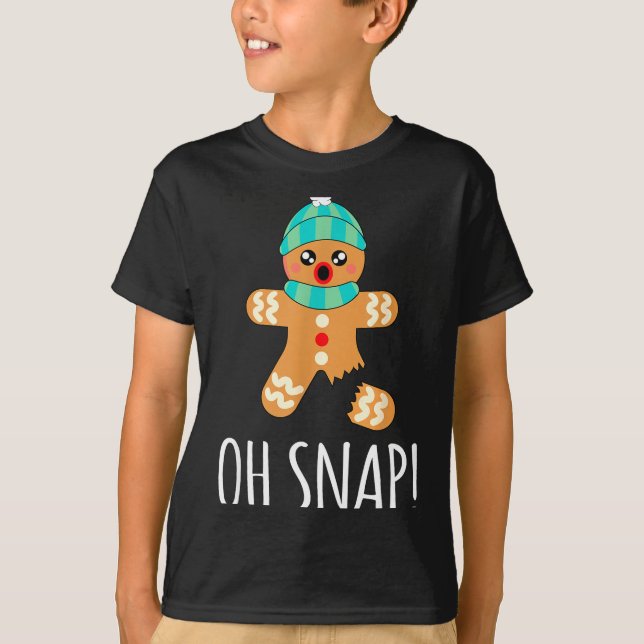 T-shirt Cute Gingerbread Man Funny Christmas Oh Snap  (Devant)
