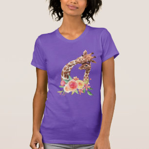 T-shirt Cute Giraffe Aquarelle Maman & Bébé