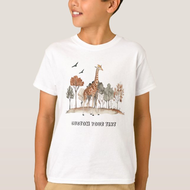 T-shirt Cute Giraffe avec texte personnalisé (Devant)