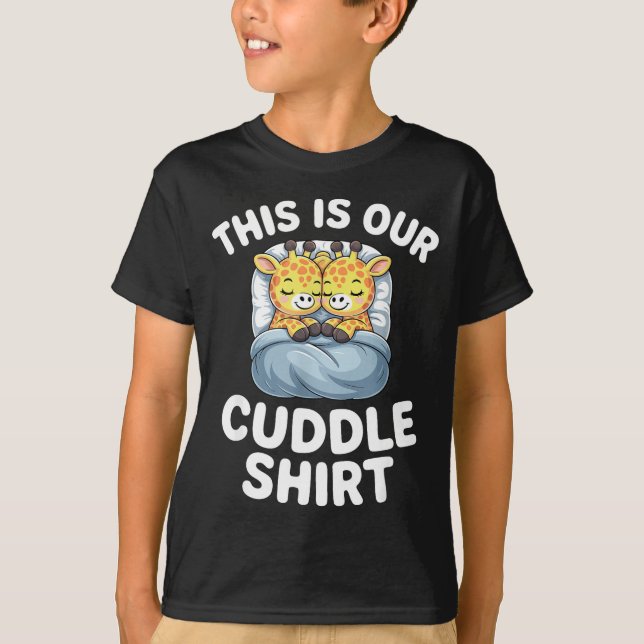 T-shirt Cute Giraffe Couple This Is Our Cuddle  (Devant)