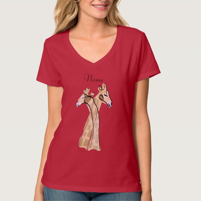 T-shirt Cute Giraffe Couple Thunder_Cove (Devant)