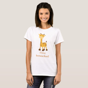 T-shirt Cute Giraffe J'aime l'école familiale