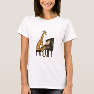 T-shirt Cute Giraffe Jouer Piano Giraffes Musicien Musique